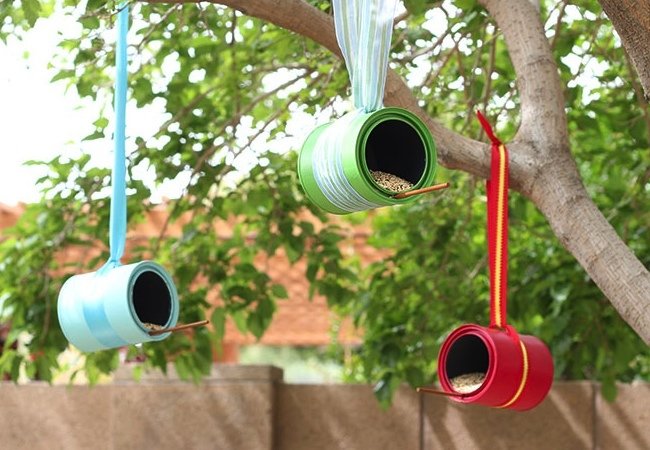 DIY鸟类喂食器-油漆罐