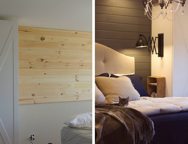 卧室改造-木板墙