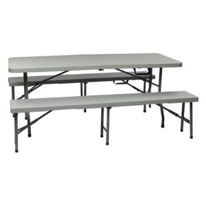 最好的折叠桌选项：办公之星树脂3件式折叠板凳，表设置