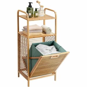最佳洗衣篮选择:巨型洗衣篮竹独立式W/ Shelf