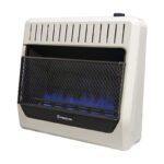 最好的非电动加热器选项：Procom Vtilless双燃料墙蓝色火焰加热器