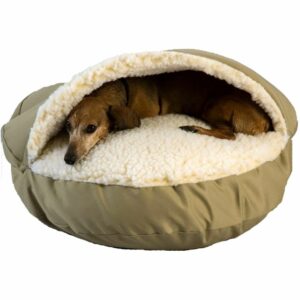 最好的狗床选择:snozer舒适的洞穴宠物床在保利棉