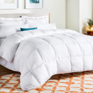 最佳寝具选择:亚麻温泉全季白色羽绒绗缝被子
