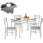 最佳餐厅桌子选项：Vecelo餐桌带4椅