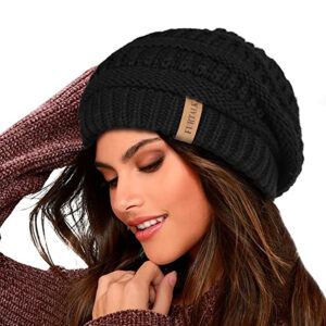 最好的冬季帽子选择：女性男性羊毛的Furtalk针织豆帽衫