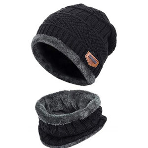 最佳冬季帽子选择:冬季无檐便帽围巾集羊毛衬垫