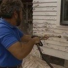 Power washing home exterior