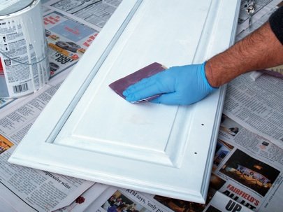 How to Paint Kitchen Cabinets - Sanding After Priming